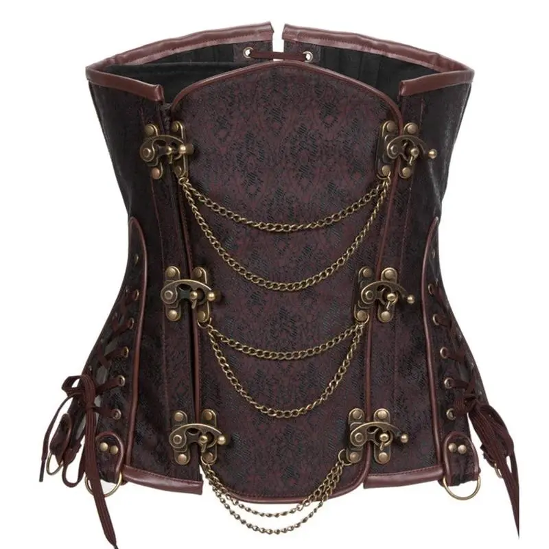 Women's Steampunk Gothic Underbust Corset - Adjustable Waist Trainer Corset Shapewear Tops, Spiral Steel Boned, Sleeveless, Zip & Lace Up, Vintage Body Shaper, Compression, Sexy, All Seasons, Up to XXL