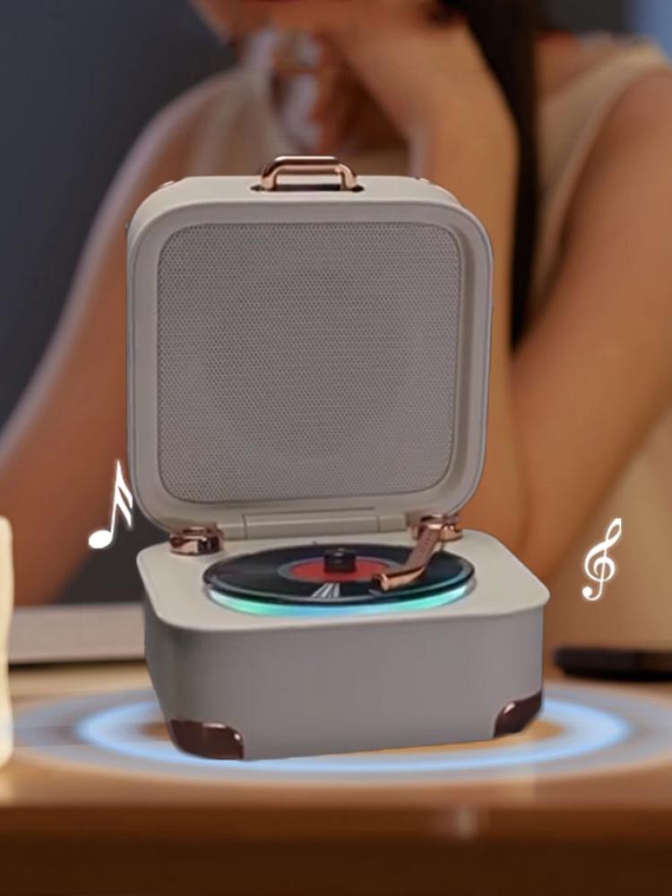 2026 New Mini Classic Vintage Bluetooth Speaker Retro Hifi Music Box Vinyl Record Player Design Soundbar Colorful Ambient Light with Mic 2026 New Mini Classic Vintage Bluetooth Speaker Retro Hifi Music Box Vinyl Record Player Design Soundbar Colorful Ambient Light with Mic