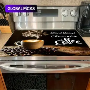 Soft Electric Stove Cover Cooktop Panel Protector Pad, Coffee Pattern, Scratch-Resistant, Easy to Clean, Multipurpose Kitchen Cover #GLOBAL PICKS