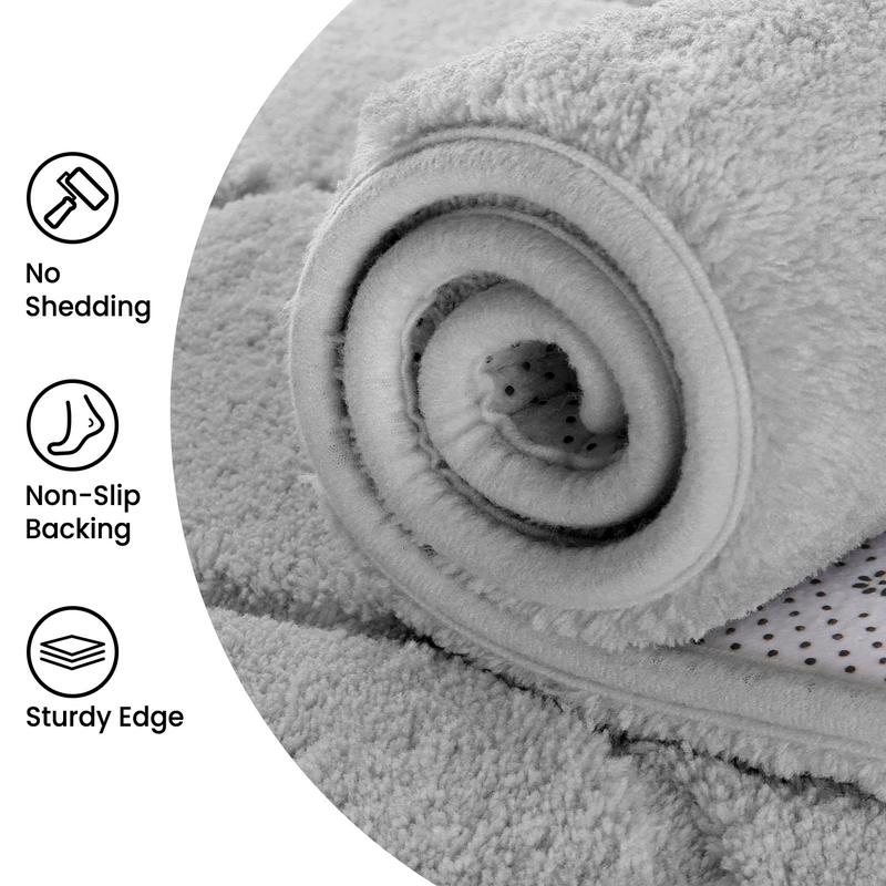 Large Size Jacquard Plush Rug, Big Fluffy 3D patterned Area Rug, Non-slip Soft Shaggy Carpet Mats for Livingroom Bedroom Nursery Home Decor Light Gray