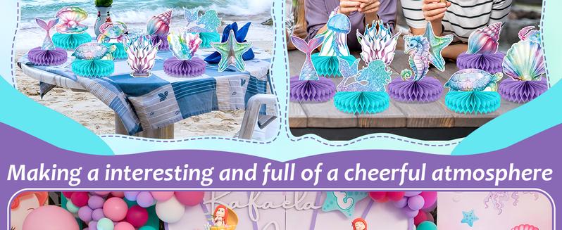 12Pcs Mermaid Party Supplies Mermaid Birthday Honeycomb Centerpieces for Under The Sea Party Decorations Ocean Mermaid Theme Table Honeycomb for Ocean Mermaid Theme Birthday Baby Shower Party Favors