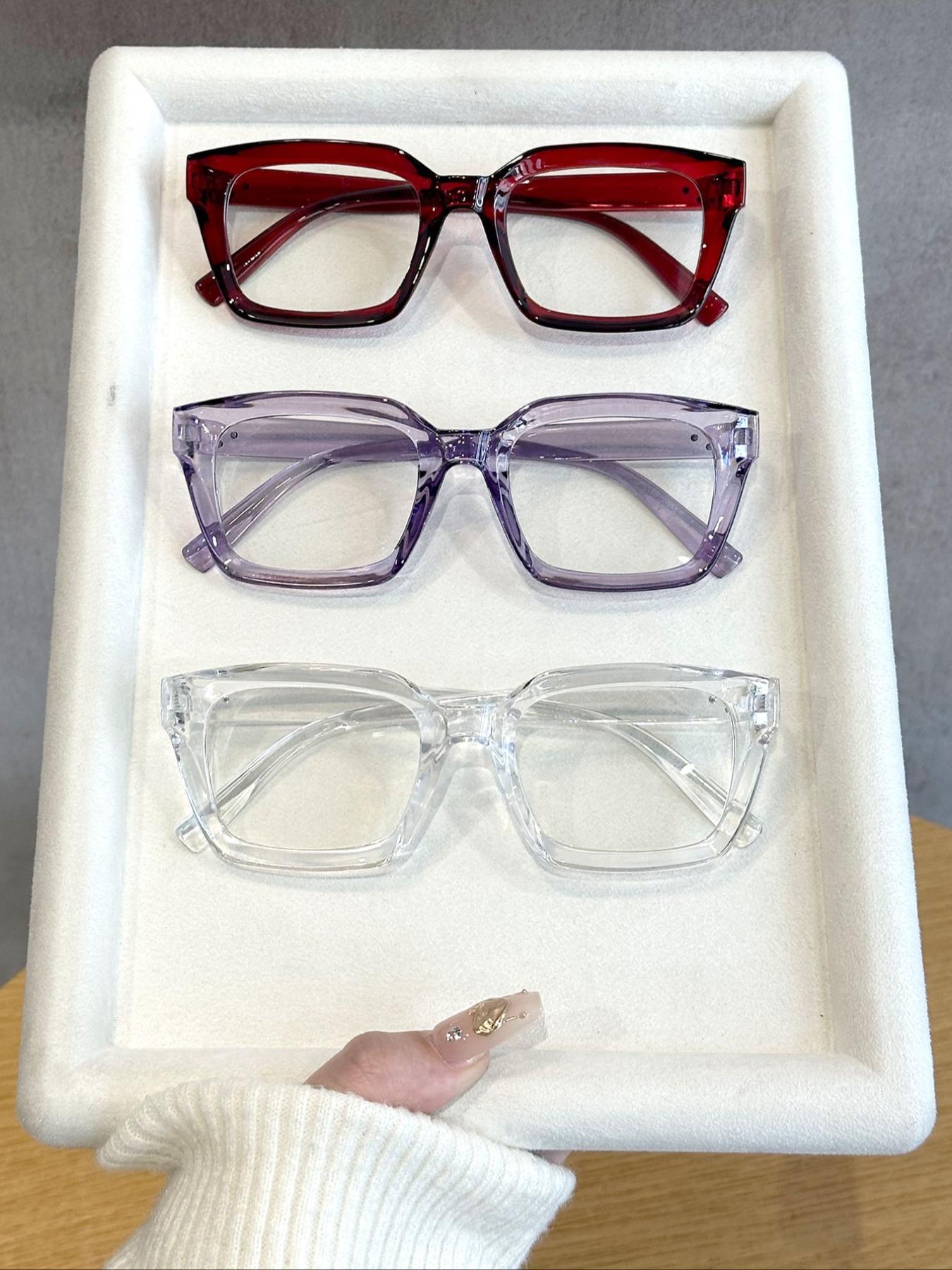 Unisex Simple Eyeglasses Set in Leopard, Clear and Solid Color , Trendy Square Frame Eyeglasses for Everyday Use, Fashion Accessories for Outdoor Activities, Leopard Pattern Eyeglasses, Stylish Square Frames