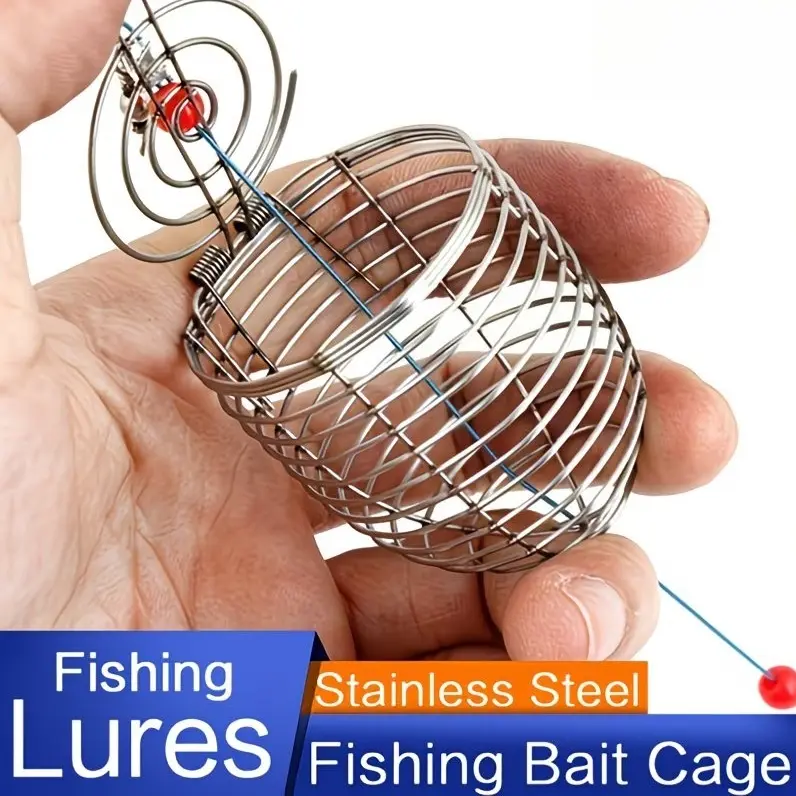 Stainless Steel Bait Cage Feeder, Fishing Bait Holder Lure Container, Carp Fishing Spod Basket Feeder, Metal Fishing Tackle Accessory for Bait Dispensing