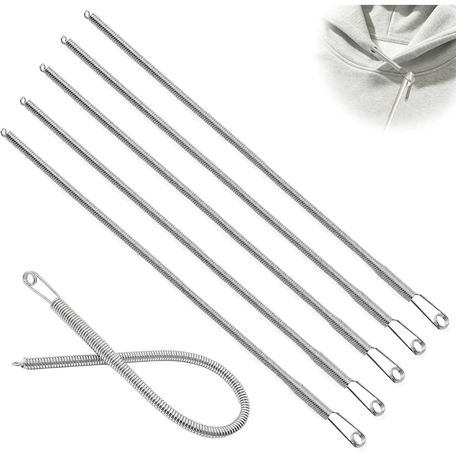 6 count Draw String Threader Tool,Hoodie String Threader,Drawstring Tool | Spring Drawstring Threader Tool for Pants,Hoodies Drawstring ,DIY Rope Threader Clip,Elastic Threader Tool