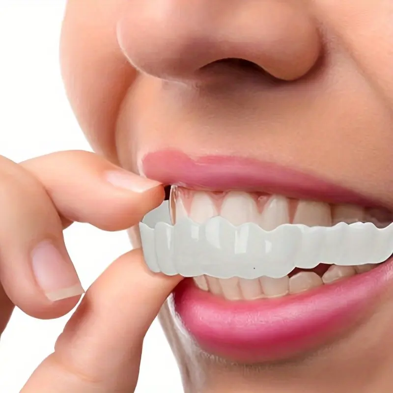 8pcs set of invisible dentures, 4 pairs of plastic upper and lower teeth veneers, realistic dentures, confidence-enhancing smile enhancement tool, suitable for personal use or as a gift
