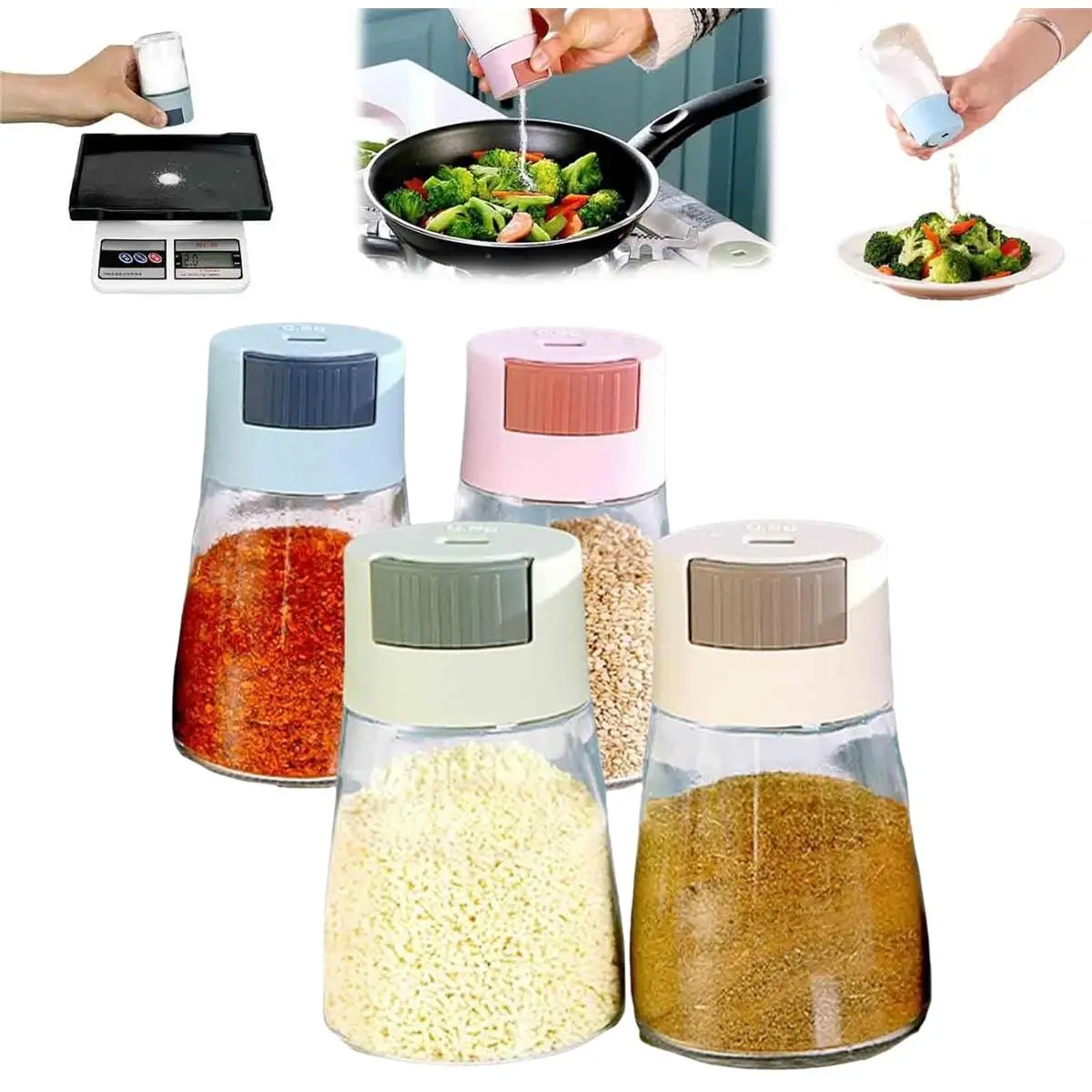 Quantitative Salt and Pepper Shakers, 0.5g Precise Dispenser Containers, Kitchen Spice Seasoning Control Jars for Cooking, Camping