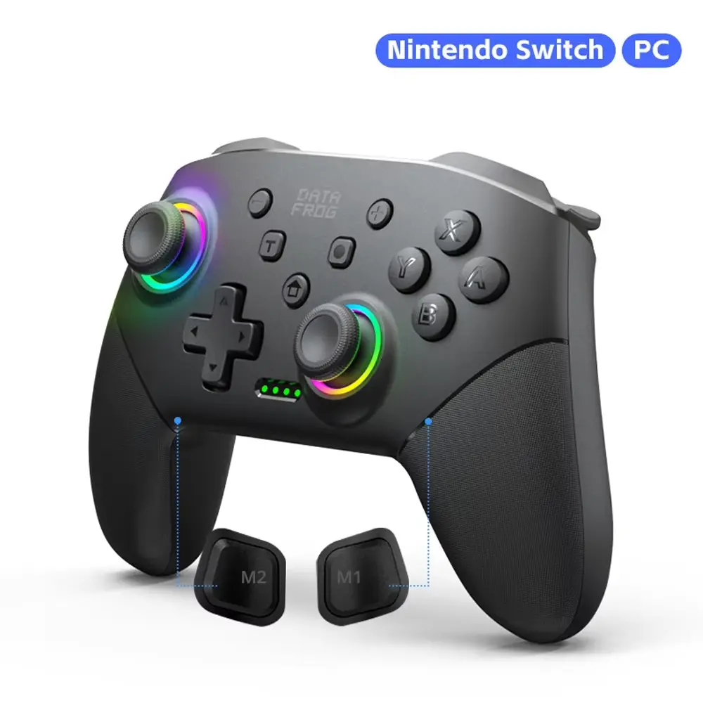 Switch Controller Gamepad, 1000mah, RGB Lightning LED, One-Touch Pairing/wake-Up/trigger/shake, 6-Axis Motion, Compatible with Switch/lite/oled/PC Windows