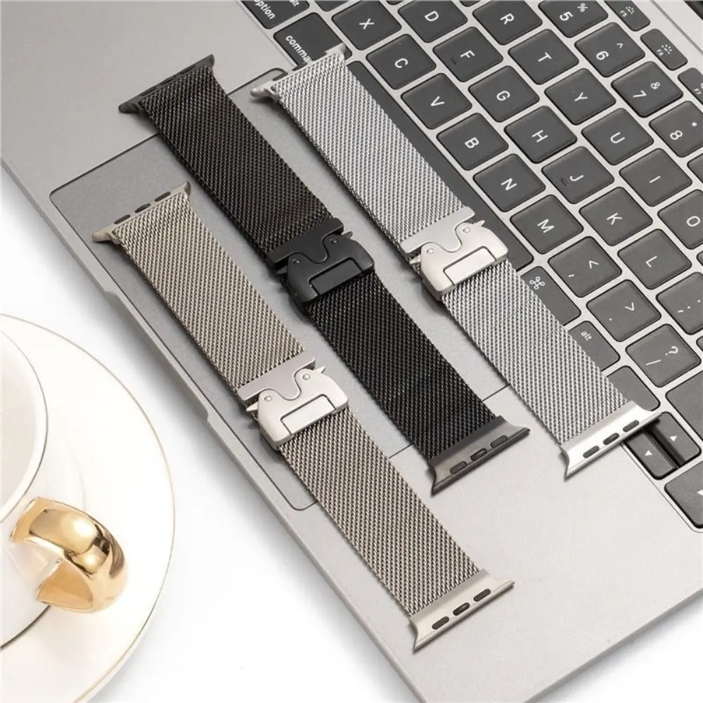 Unisex Stainless Steel Mesh Watch Band, Thick & Thin Mesh Options, Universal Size Adjustable Breathable Metal Watch Strap, Classic Replacement Wristband for Smart Watches