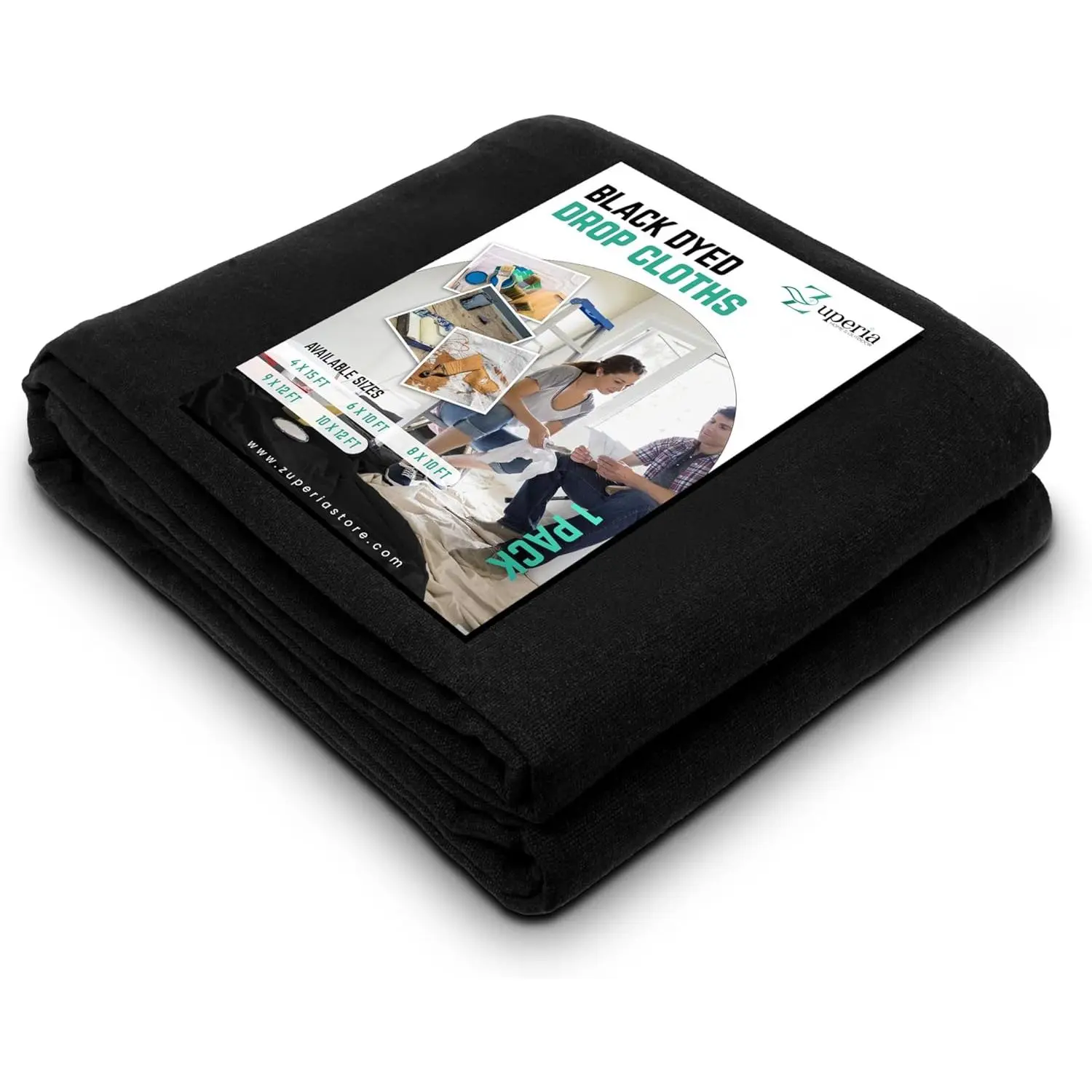 Black Drop Cloth (10 x 12  - Pack of 1) - Pure Canvas Drop Cloth for Painting, Curtains & Floor Protection Washable &  Tight Woven  Cover for Multipurpose use