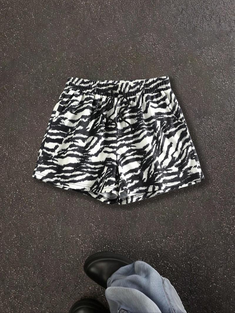 Unisex Branch-Print Shorts, Casual Comfy Breathable Bottoms for Summer, Streetwear Shorts for Daily Wear