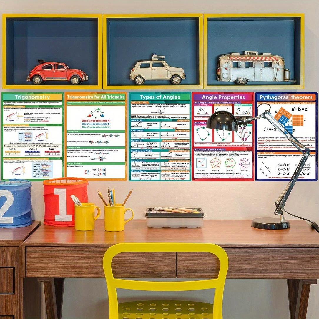 9pcs Frameless Math Geometry Posters Educational Angles Triangles Trigonometry Circle Math Classroom Decor for Middle School and High School Classroom Decorations or Homeschool Supplies 8*10inches