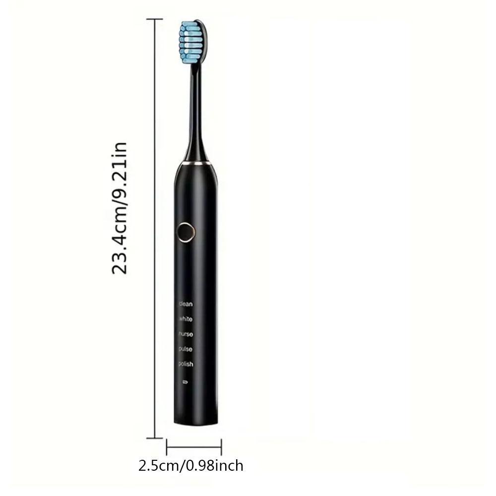 Electric Toothbrush USB Rechargeable, 4 Brush Heads, 5 Modes, Sonic Toothbrush, Christmas Gift, New Condition, Lithium Battery