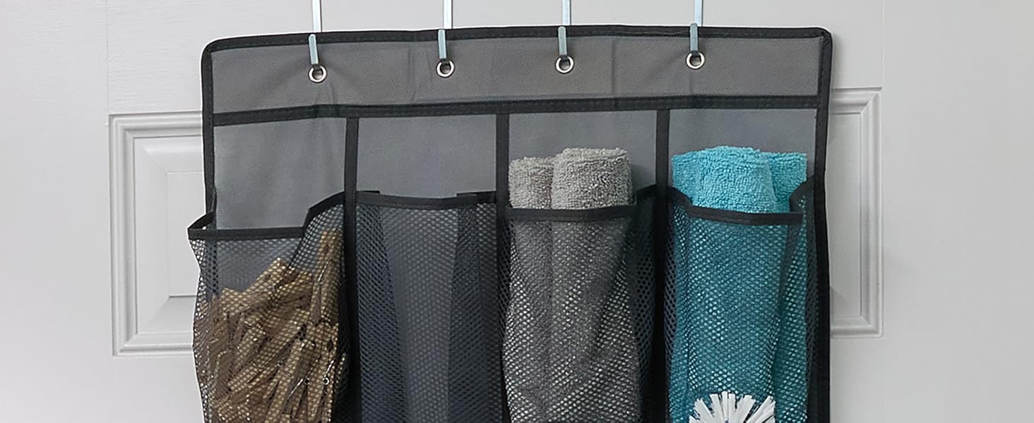 Over the Door Shoe Organizer, 24 Large Breathable Mesh Pockets, Space Saving Hanging Storage Holder, Closet Rack Hanger Holds Up to 40 lbs, Hangs on Closets for Shoes, Accessories, Pink