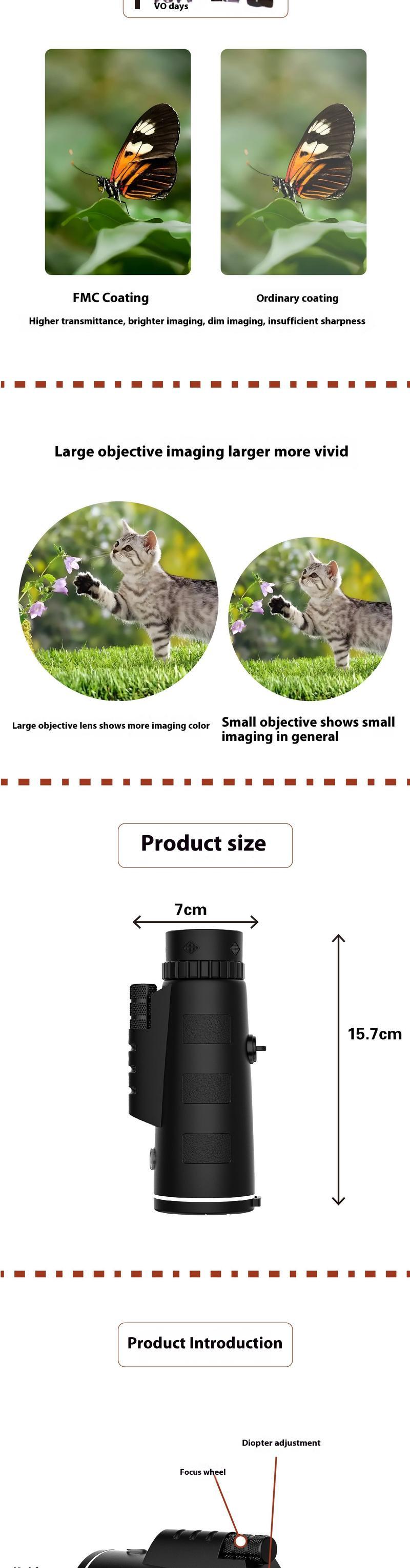 40x60 HD Monocular Telescope for Hunting and Camping, Outdoor Optical Zoom Scope, Waterproof Pocket Design, Smartphone Compatible Viewing Tool