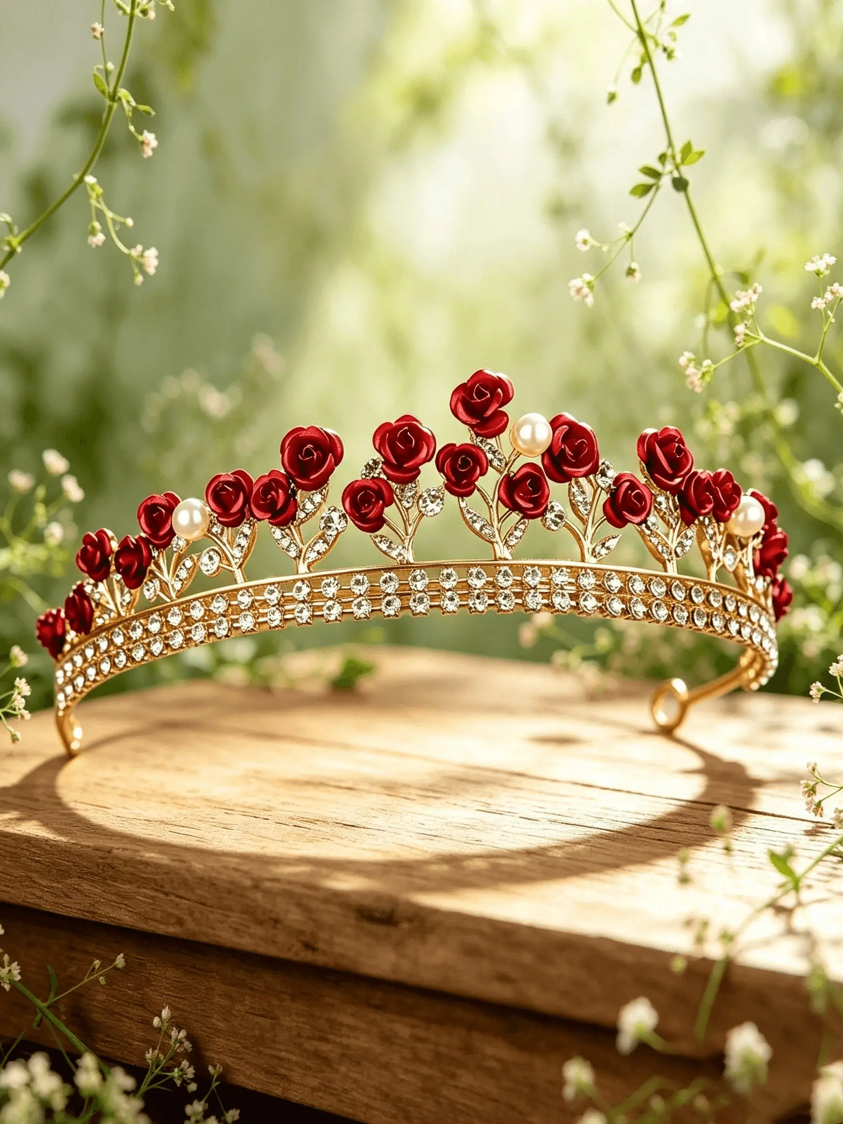 Vintage Rose Crystal Tiara, Pearl Rhinestone Queen Crown, Bridal Gala Party Headwear, Elegant Wedding Accessory