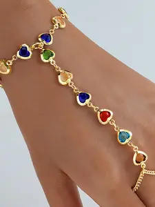 Women's Vintage Bracelet, Stackable Design, Minimalist Style with Sparkling Glass Gems, Perfect for Daily Wear, Parties, Gifts