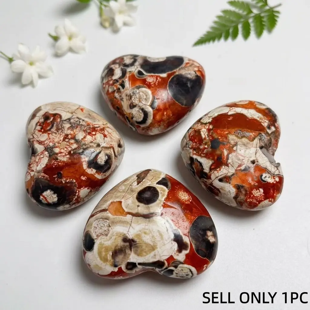 1pc Money Agate Heart Shape Home Decor, Office Bedroom Desk Decorative Crystal, Feng Shui Decoration, Father's Day Graduation Gift, Positive Energy, Unique Gift