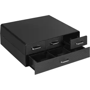Coffee Pod Holder with 4 Drawers - Compatible with Nespresso, CBTL, K-Cups, Verismo - Capsule Storage Organizer 2-Tier Container Box - Black