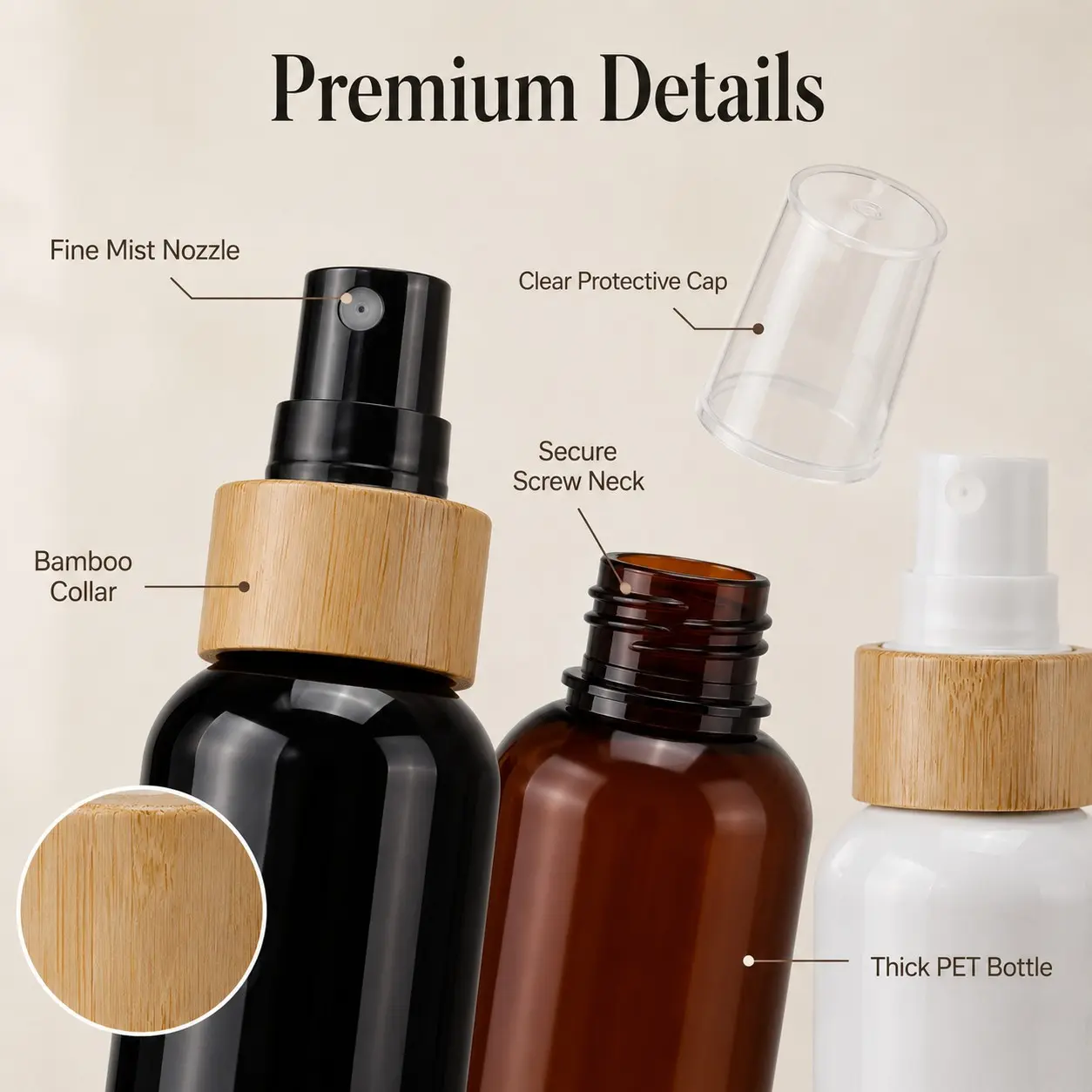 3 Pack 100ML Travel Spray Bottles, Refillable Fine Mist Sprayers for Skincare, Hair, Plants & Toiletries, Portable and Convenient