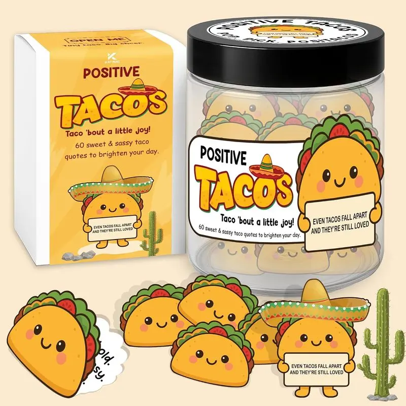 Jar 60 Positive Affirmation Cards Funny Birthday Gifts for Women Men Son Dad Mom Daughter Sister Friend Coworkers Student Teacher Back to School Gifts Mexican Fiesta Party Decorations