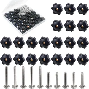 40Pcs 1/4"-20 T Track Knob Kit,Hex Thread Knob Nuts,T Bolts for T Track,T-Track Accessory for Woodworking Fixtures Fixing to T-Tracks