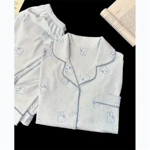 Cute Miffy Sleepwear Set for Women Soft Cotton Long Sleeve Pajamas with Adorable Rabbit Cozy Home Clothes Spring & Autumn