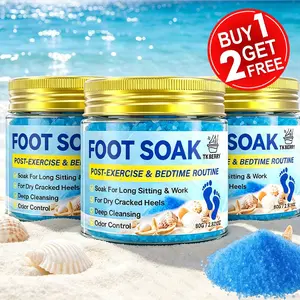 80G*3pcs Foot Bath Salt, Hypoallergenic Sea Salt for Deep Cleansing, Moisturizing, Cracked Heels-20-Min Relaxing Soak for Dry Feet, Post-Exercise, Bedtime Routine - Cooling Summer Use, Relaxing Foot Care, Men & Women, Cracked Foot Repair