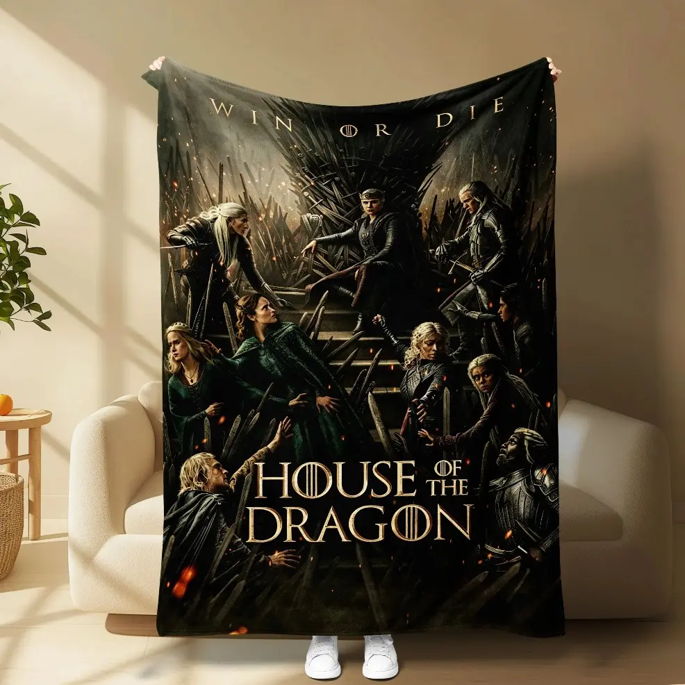 Dark Fantasy Dragon Throne Fleece Blanket, Baby blankets and adult blankets, Medieval Kingdom Throw Blanket, Epic Warrior Flannel Blanket, Gothic Fantasy Couch Blanket, Decorative Sofa Blanket, Stylish Home Decor Blanket for Game Rooms, Birthday Holiday G