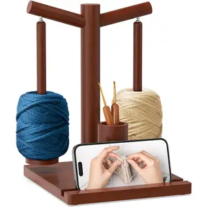 Wooden Yarn Holder for Crocheting & Knitting, Upgraded Magnetic Rotating Yarn Spinner with 2 Spindles, Ideal Craft Accessory for Knitting Enthusiasts, Graduation Gifts