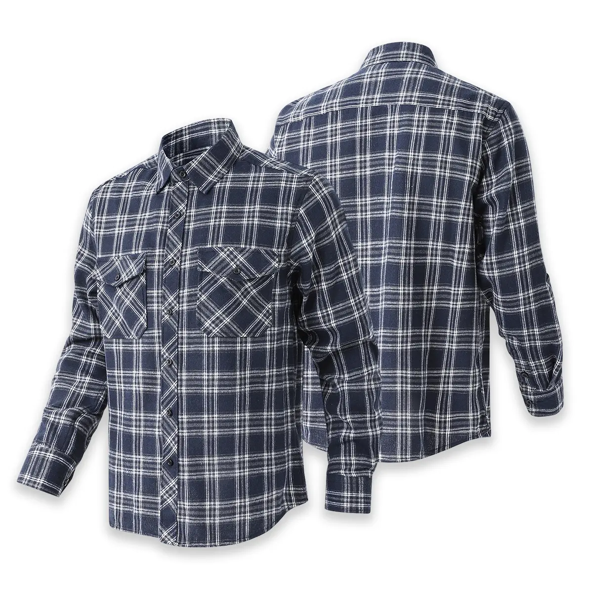 Men's collar long sleeved checkered shirt with double button chest pocket and classic style, versatile casual top, suitable for autumn and winter commuting, outdoor activities, and daily wear.