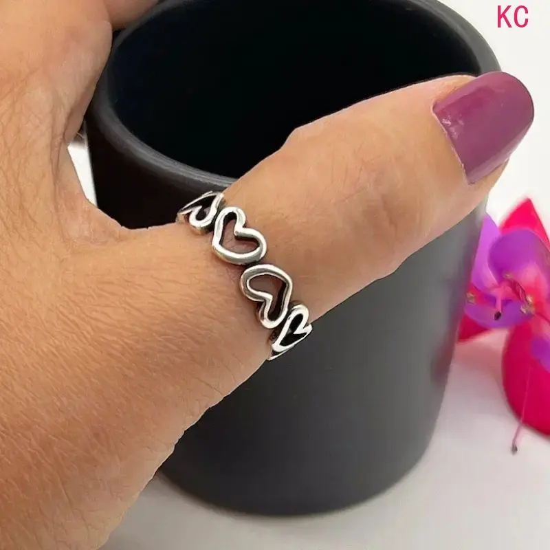 Hollow Heart Symbol Ring, Sweet Versatile Finger Jewelry For Women Daily Casual Fashion Matching