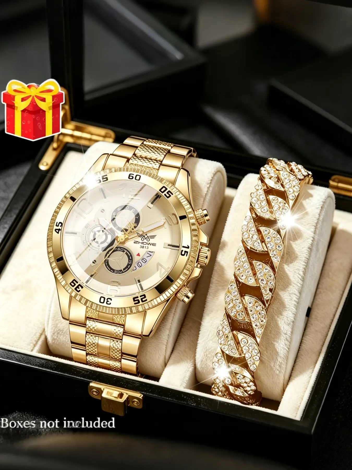 2pcs Men's Stylish Zinc Alloy Watch Band Set, Modern Trendy Watch Analog Quartz Wristwatch, Perfect Gift for Father's Day, Birthday, Anniversary