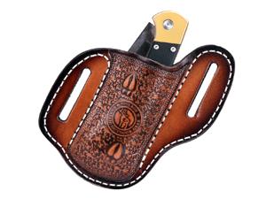 Leather Knife Sheath for Belt Pocket Folding Knife Holder Compact Draw Knifes Carrier EDC Tools Holster