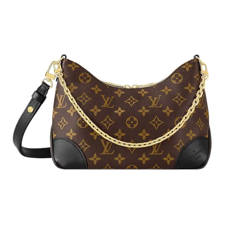 Louis Vuitton Boulogne Classic Monogram Chain Bag for Women – Black Coated Canvas with Leather Trim