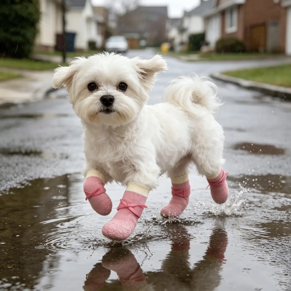 Dog Paw Protectors - Colorblock Waterproof Slip-Resistant Winter Boots for Small/Medium Dogs, Easy On-Off, Washable Reusable, Ideal for Walking & Snow Visits