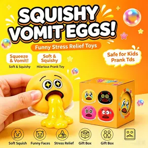 Soft Gel Stress Relief Toy, Pressure Ball Vomit Egg, King Egg Milk Bun Squeeze Fun, Prank Toy, Ideal for Birthday Gifts, Party Presents