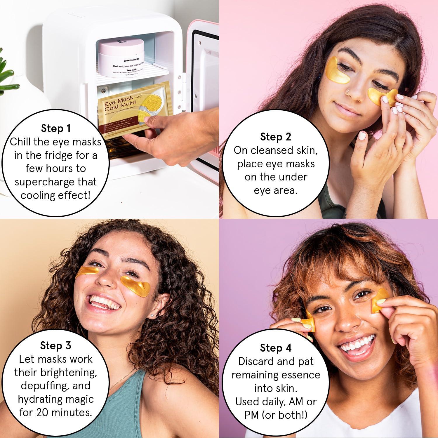 24k Gold Collagen Eye Gel Patches, Eye Mask for Wrinkles and Puffiness, Hydrating Eye Patches, Formulated for Puffy Eyes & Dark Circles, Eye Care Mask for Women & Men, Dark Circle Eye Mask