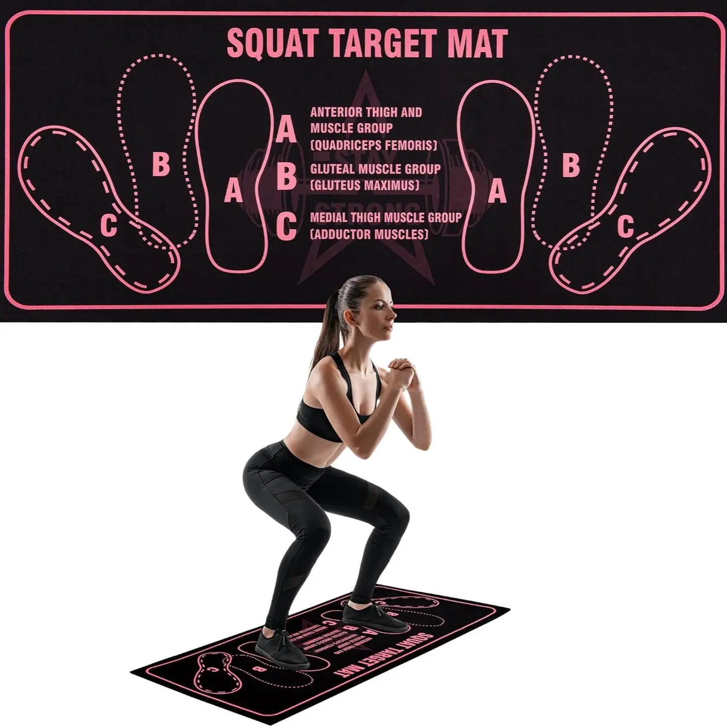 Pilates Squat Training Mat,Portable Fitness Mat with Foot Position Markings,Water-Absorbing and Anti-Slip Function,for Squat Exercises at Home,Kneeling Mats for Weightlifting Training, Workout Mat, Exercise Equipment Mat