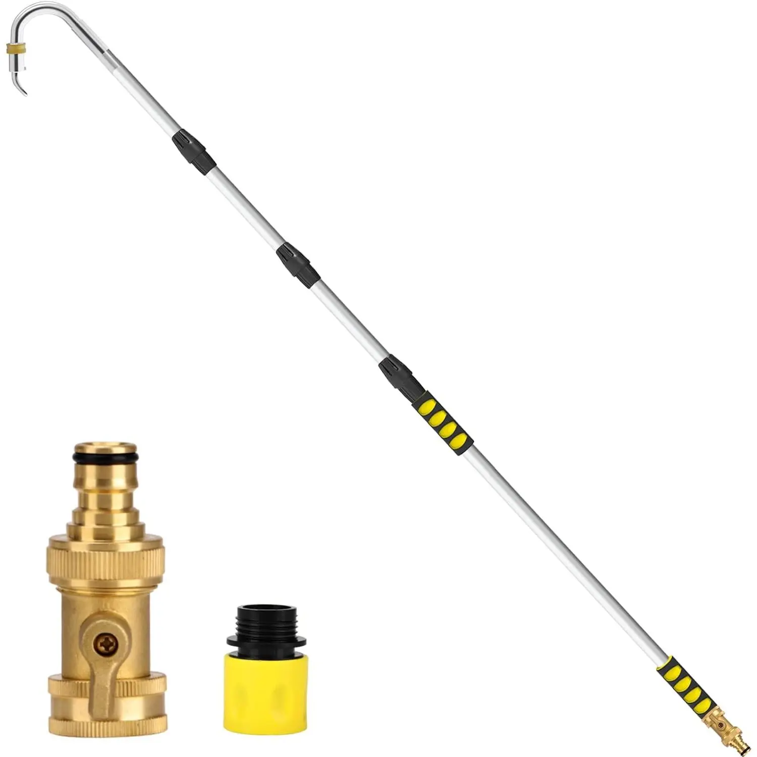 Gutter Cleaning Tools, 24FT Reach Gutter Cleaner Tools from the Ground with Hose Attachment, Rain Gutters Cleaning Wand with Heavy-Duty Head for 2nd Story House