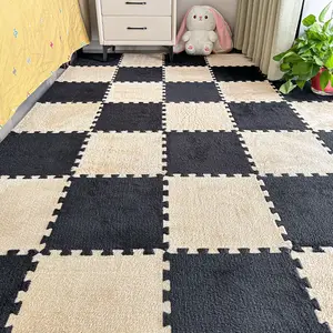 Modern minimalist interlocking floor mats for the living room, full coverage mix-and-match interlocking floor mats, home use, non-slipeasy to maintain, plush floor mats
