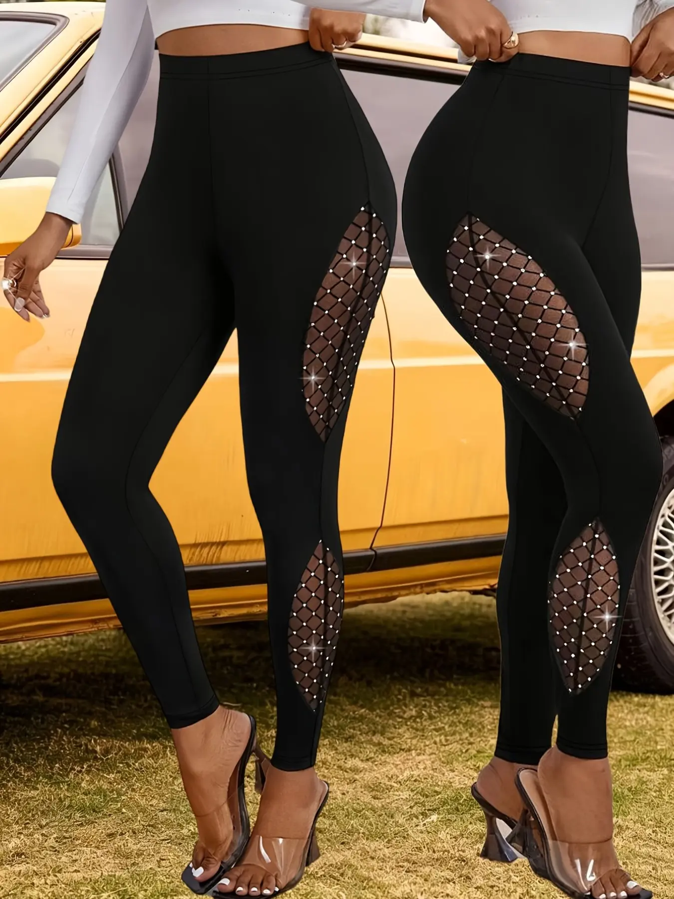 Trendy Mesh Patchwork Velvet Cutout Tight Pants, Comfortable Breathable Fabric, Perfect for Parties, Versatile Elastic Long Pants, Leggings