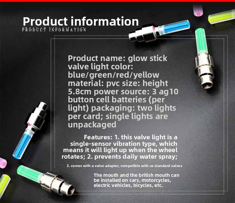 Bicycle Air Nozzle Light Glow Rod Wheel Tire Light Hot Wheels Cycling Equipment Mountain Bike Valve Light