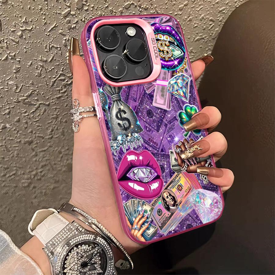 Luxury diamond banknote pattern phone case, drop-resistant hard case, stylish and personalized, can be given as a gift to friends, suitable for iPhone 17/16/15/14/13/12/11/X/XS/XSMAX/XR/7P/8P/16E/17E