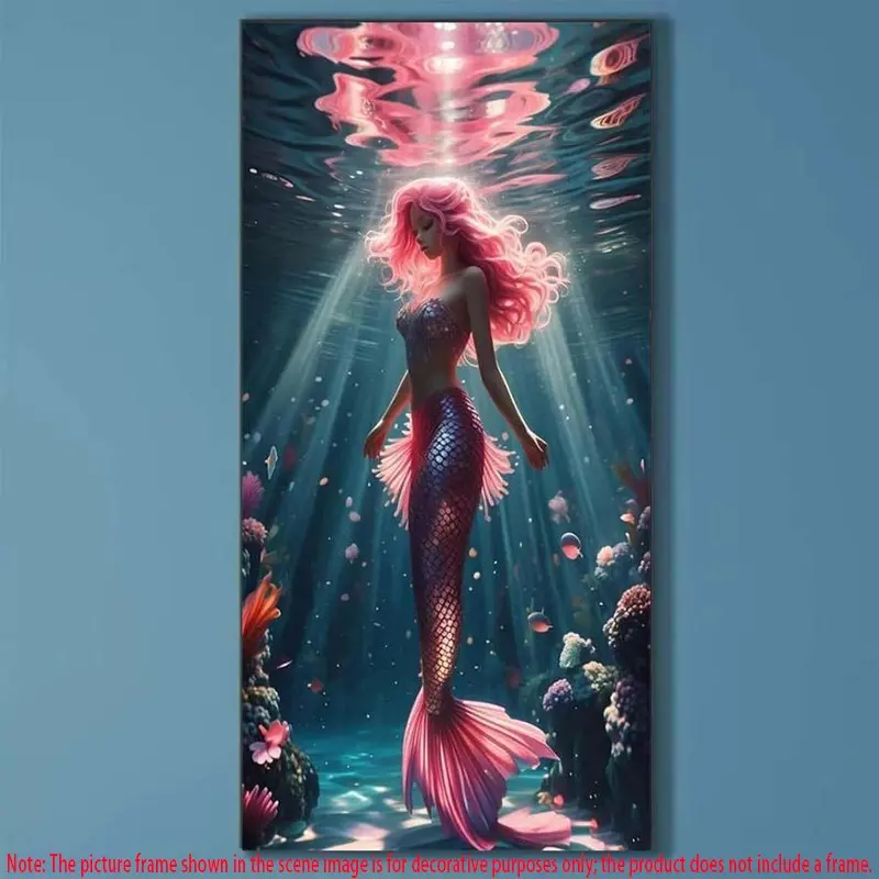 5D DIY Full Drill Round Diamond Painting - Diamond Painting Kit Handicraft Mermaid Mosaic Canvas DIY Wall Art, Home Wall Decoration, Suitable for Halloween, Christmas, Birthday and Anniversary Gifts