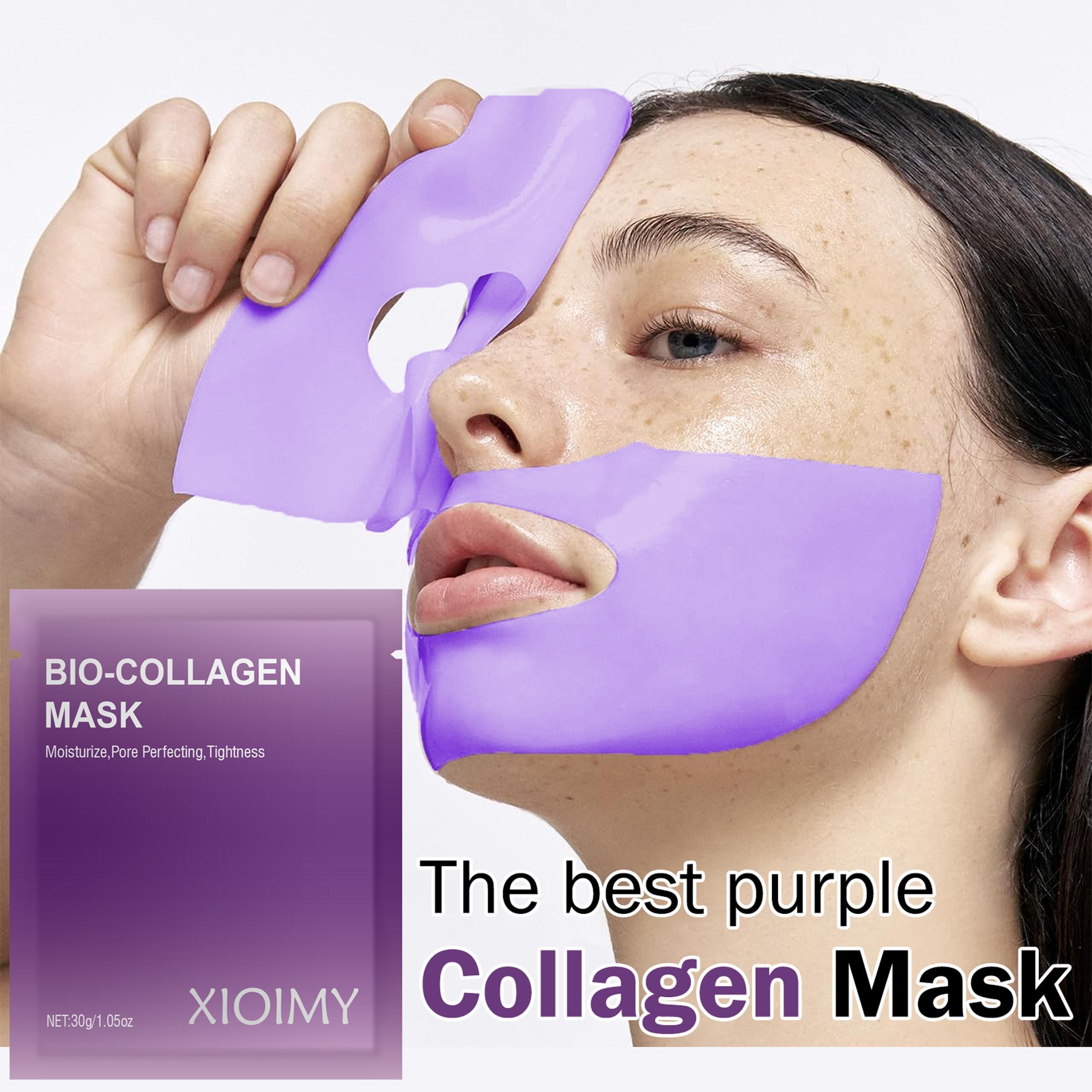 Powerful Moisturizing Bio Collagen Face Mask 8pcs for Deep Hydration, Alcohol-Free Formula for Soft Radiant Skin