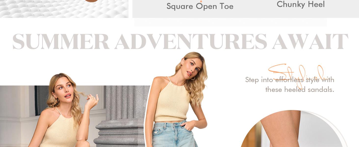 Coutgo Womens Raffia Slide Sandals Chunky Block Heeled Square Open Toe Metal Chain Slip on Mules Dressy Shoes