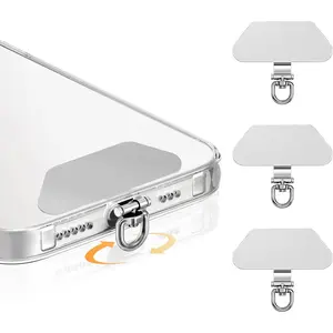 Phone Tether Tab, 360° Rotating Phone Lanyard Tab, Metal Cellphone Lanyard Patch & Strap Adapter, Ultra-thin Tether Tab Compatible for  Android Smartphones, 3 Pack, Sliver