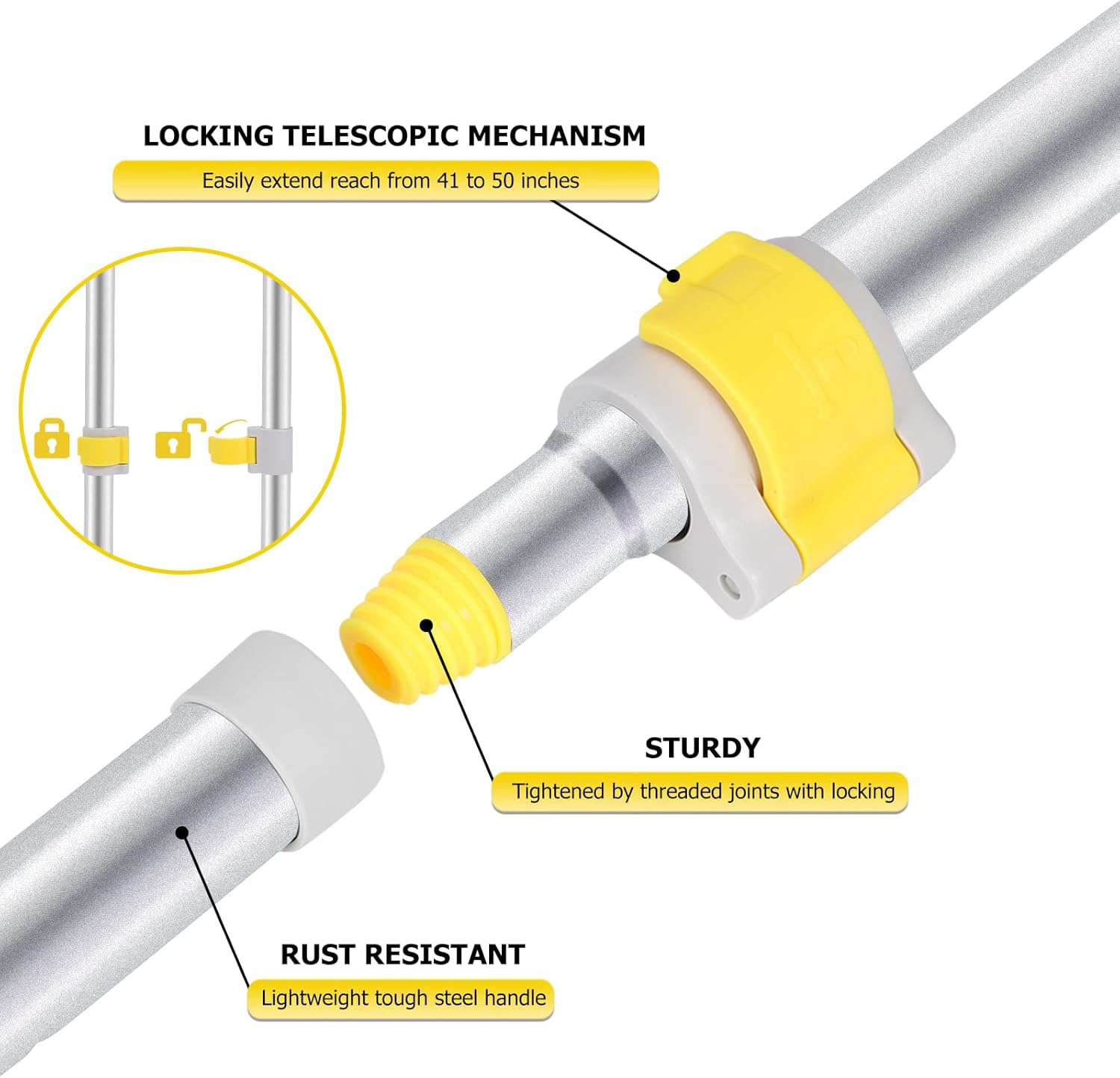 Shower Cleaning Brush with Locking , 3 in 1 Tub Tile Scrubber Brush with 50'' Extendable Long Handle Stiff Bristles Scouring Pads Microfiber for Cleaning Bathtub Shower Wall Bathroom Shower Cleaning Brush with Locking , 3 in 1 Tub Tile Scrubber Brush with 50'' Extendable Long Handle Stiff Bristles Scouring Pads Microfiber for Cleaning Bathtub Shower Wall Bathroom