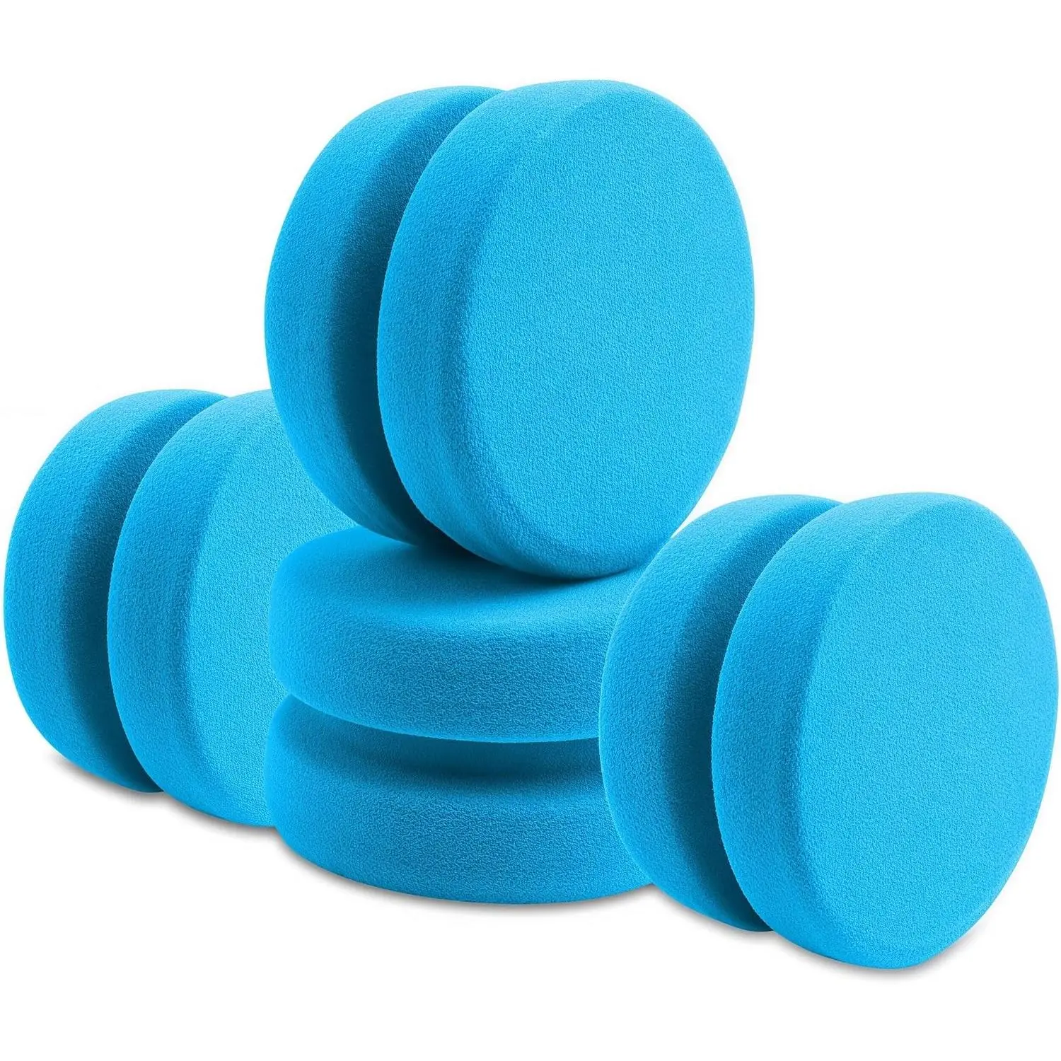 Multi-Use 4PCS Double-Side Round Shape Paint Sponge Applicators, 3.1 in Blue Detail Sponges for Acrylic-Oil-Watercolor Art, Car Waxing, Kitchen Cleaning, Art & Clean