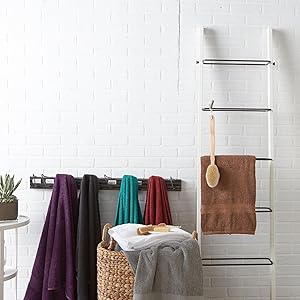 Amazon Basics 6 Piece Oversized Fade resistant Towel set, 100% Cotton towels for bathroom, soft and absorbent, 2 Bath Towels, 2 Hand Towels and 2 Washcloths bathroom towel set, Navy Blue